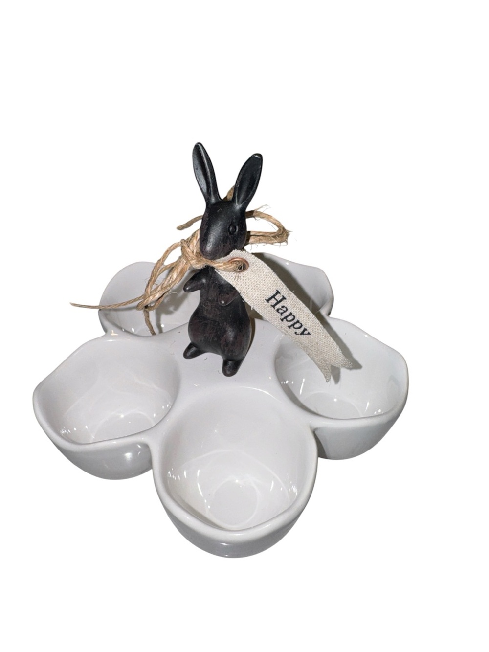 Mud Pie Easter Bunny Six-Egg Sectional Ceramic Holder